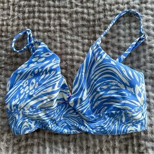 Ladies Women’s Size Extra Small Blue Coral Pink Swim Suit Bikini Top Key…